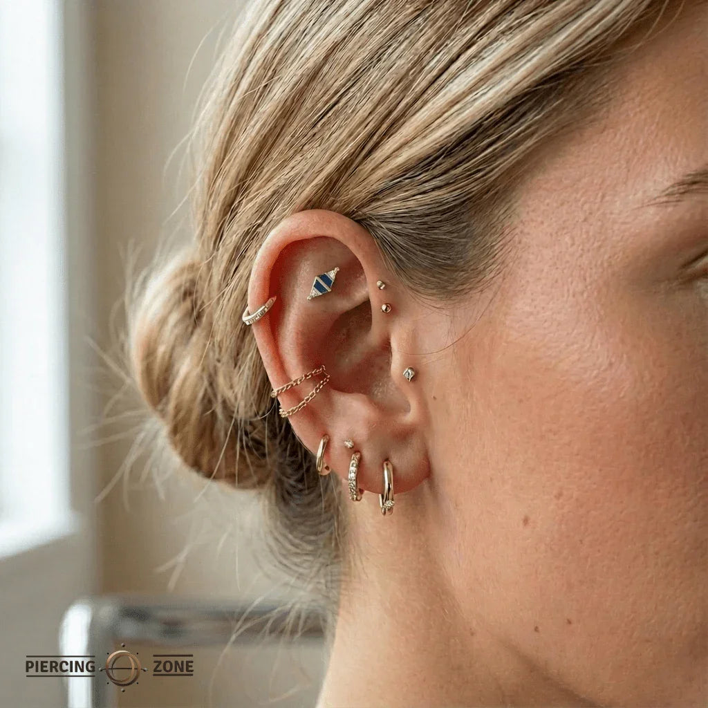 Bang Bang – 14K Gold London Blue Topaz Threadless End - piercing - zone.com