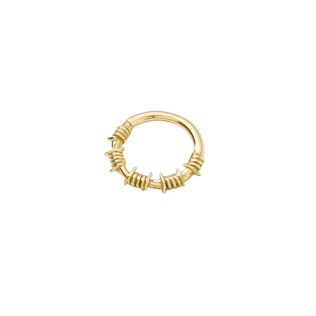 Barbed Wire Continuous Ring - 14K Gold Seamless Ring - piercing - zone.com