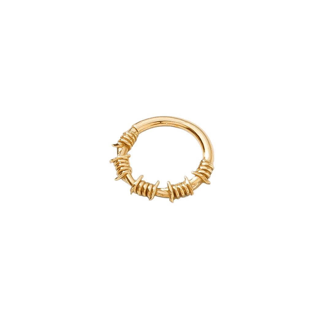 Barbed Wire Continuous Ring - 14K Gold Seamless Ring - piercing - zone.com
