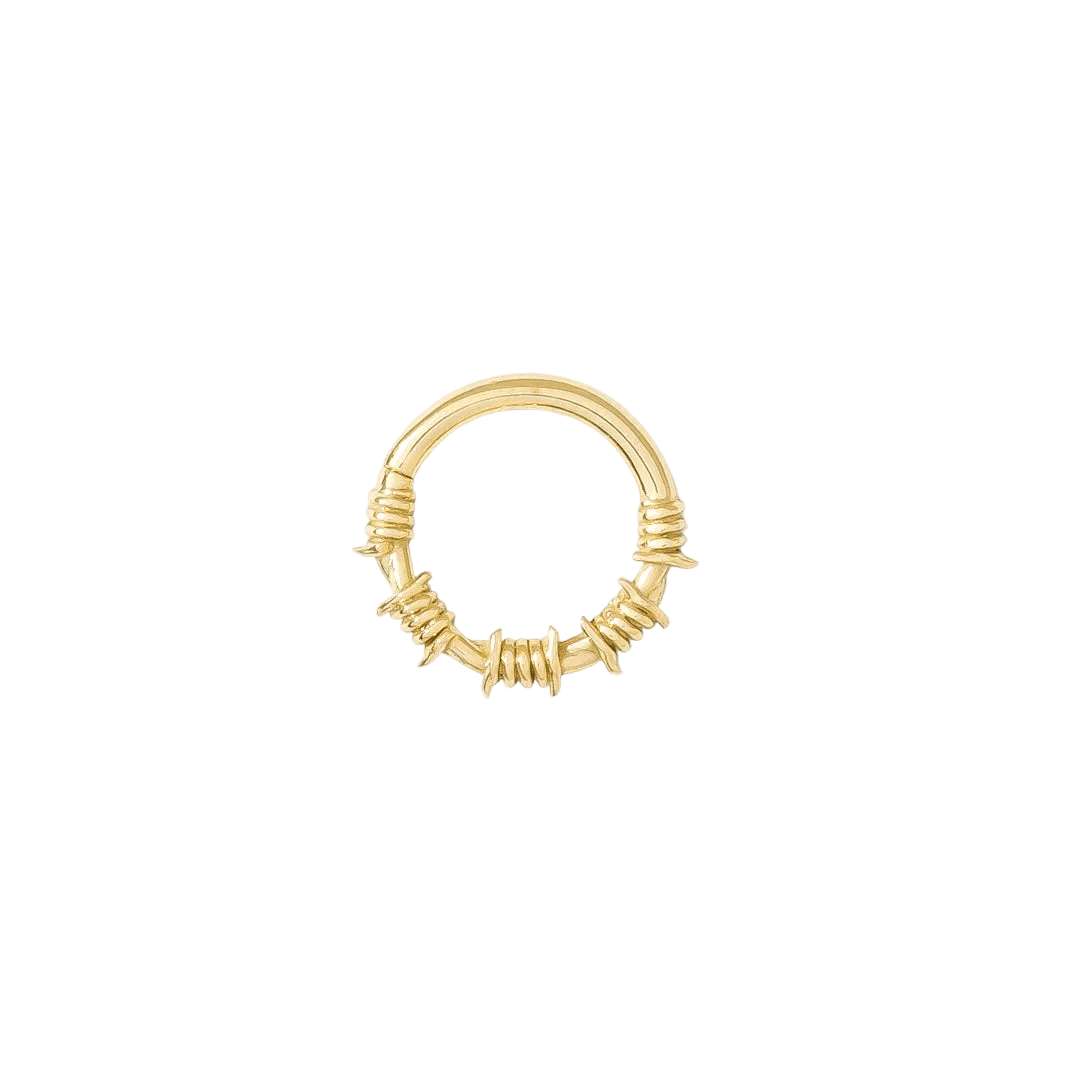 Barbed Wire Continuous Ring - 14K Gold Seamless Ring - piercing - zone.com