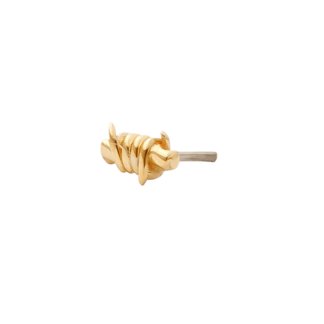 Barbed Wire Pin - 14K Gold Threadless End - piercing - zone.com
