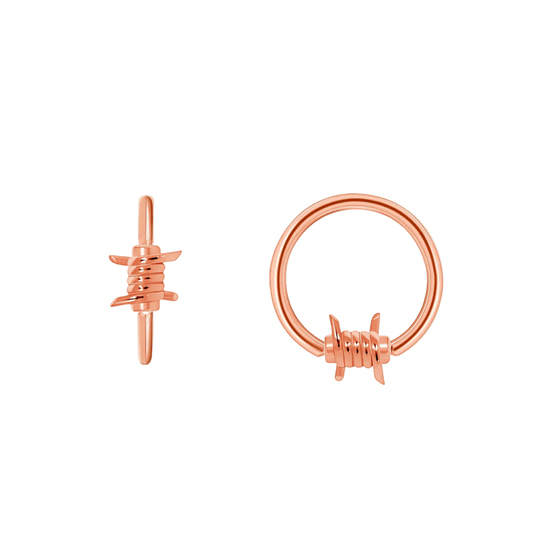 Barbed Wire Seamless Ring – 14K Gold Cup & Divot Design - piercing - zone.com