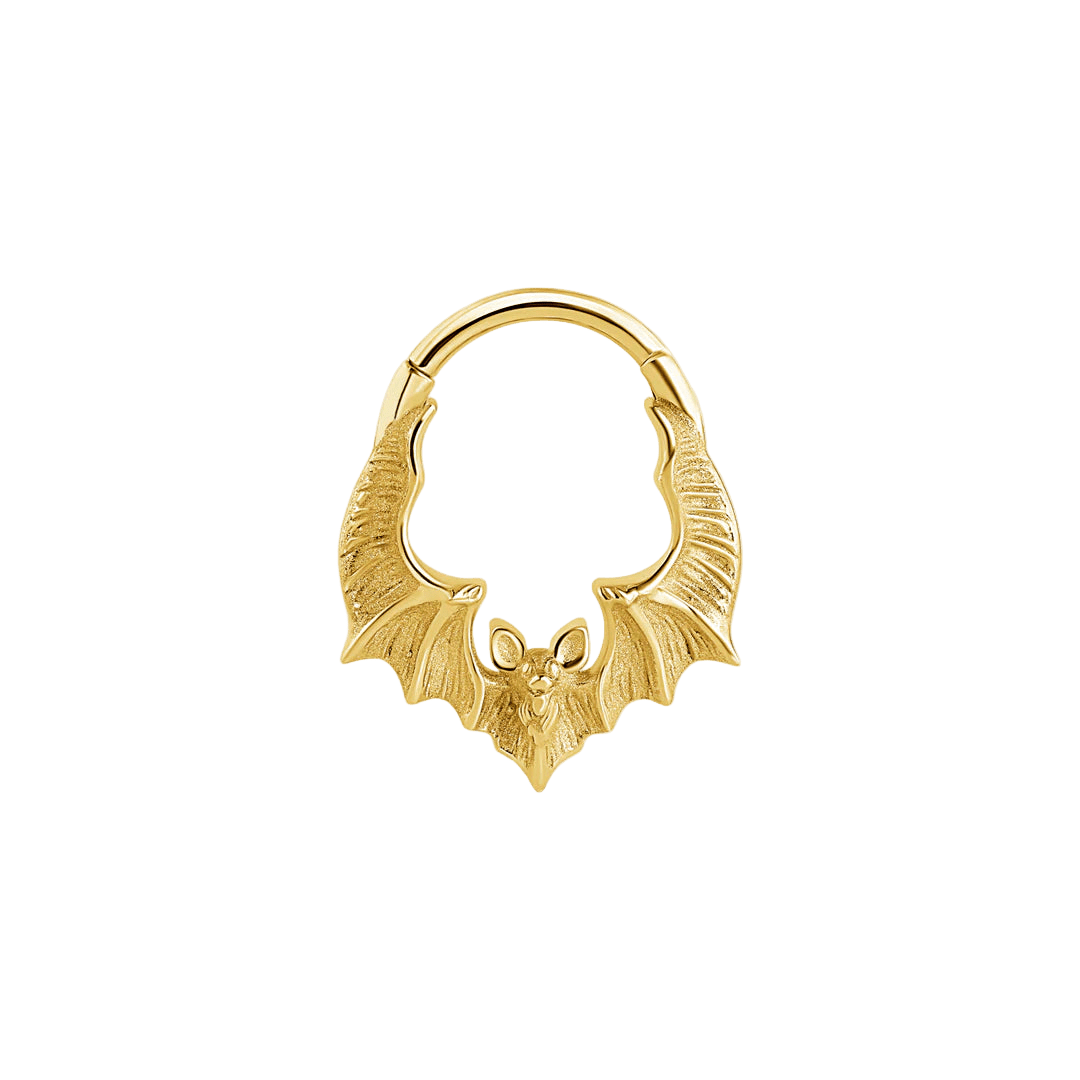 Bat Clicker – 14K Gold Halloween Ring - piercing - zone.com
