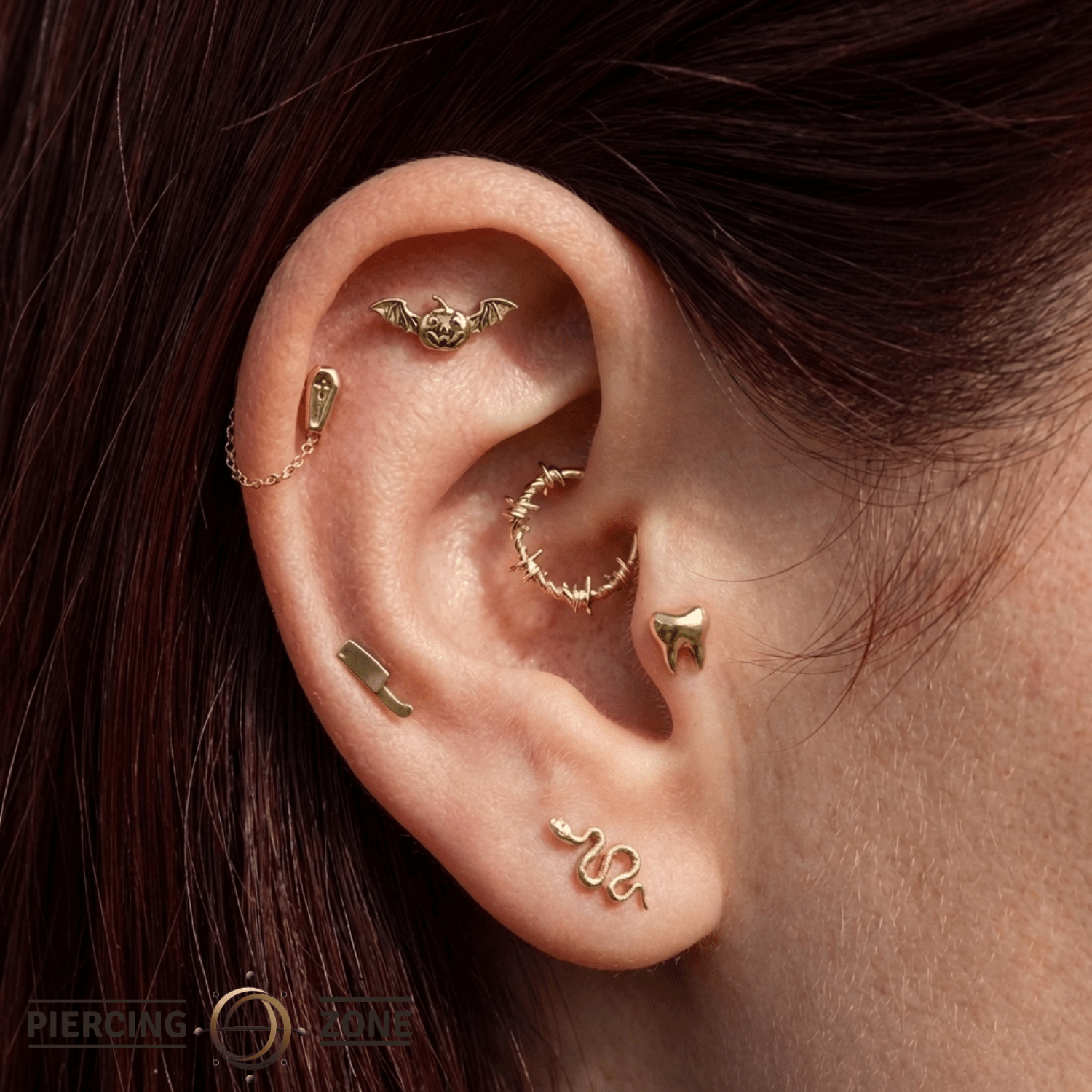 Bat Pumpkin – 14K Gold Threadless/Threaded End - piercing - zone.com