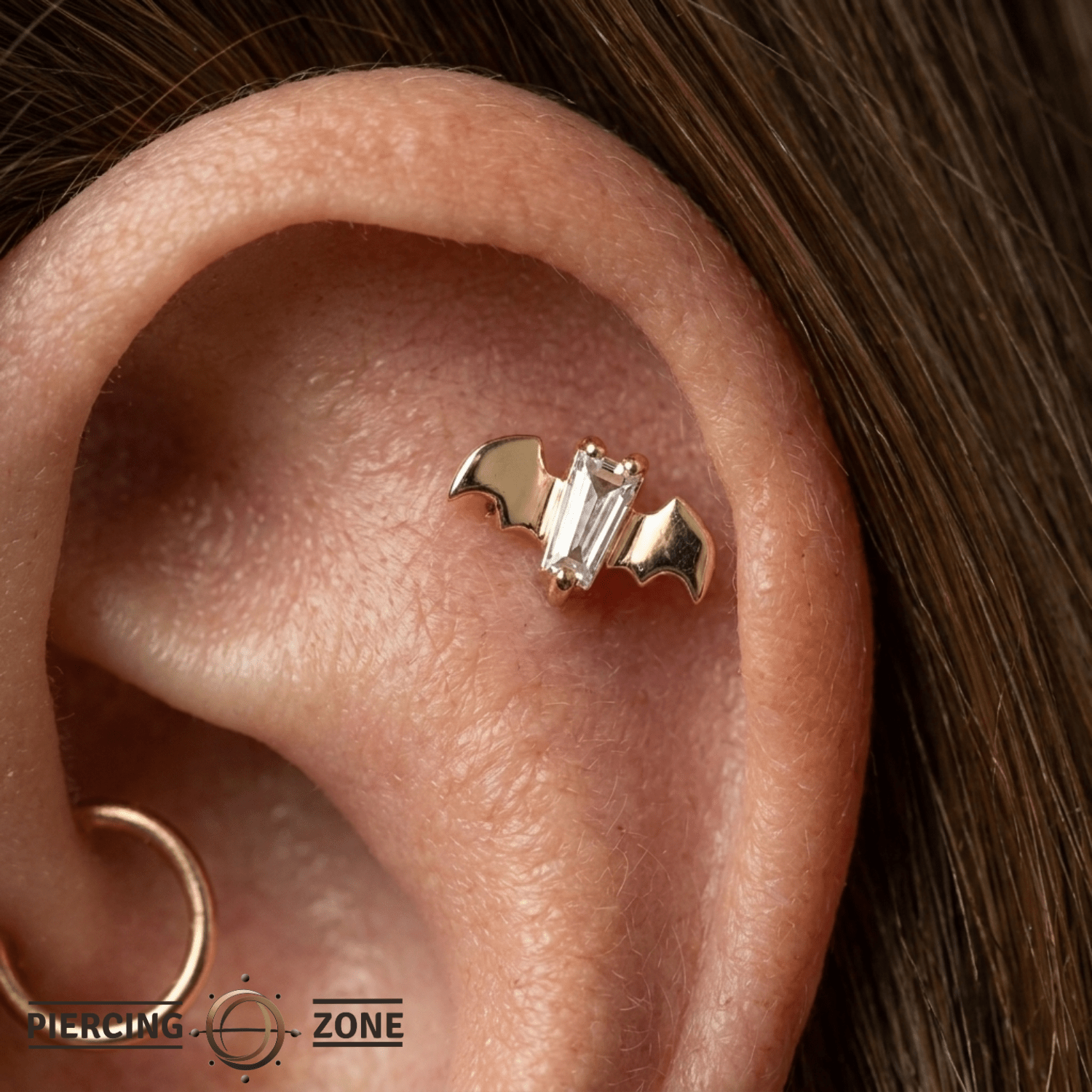 Batguette - 18K Gold Gem Threadless/Threaded End - piercing-zone.com