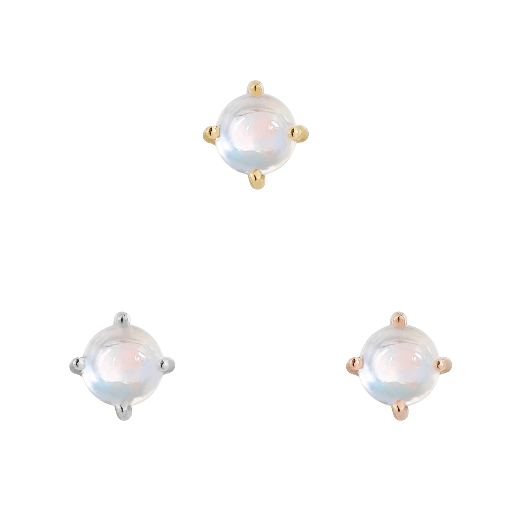 Rainbow Moonstone Prong Threadless End – 14K Gold