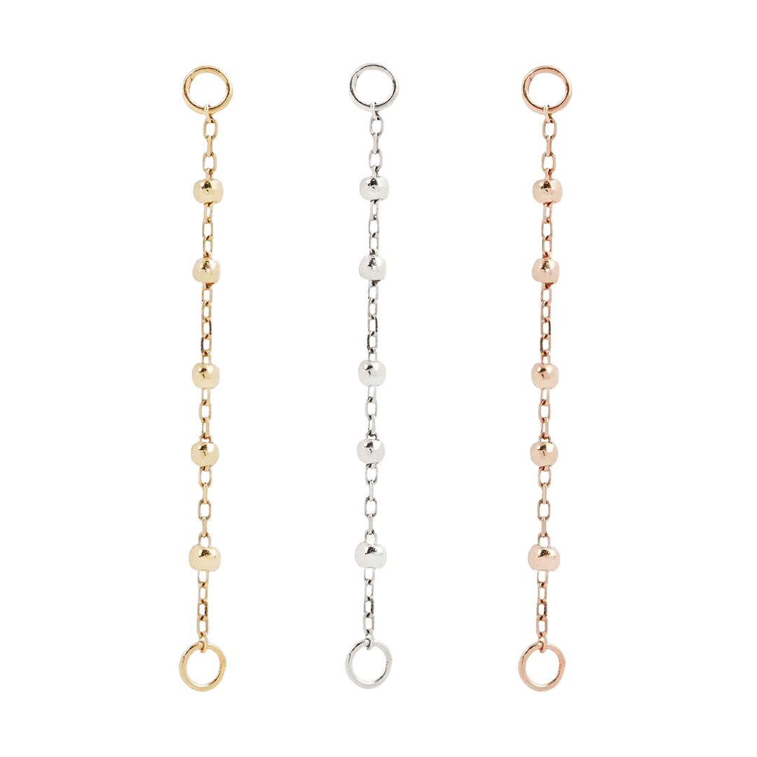 5 BEAD CHAIN - SOLID 14KT GOLD piercing-zone.com