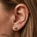Beach Ball - 14K Gold Multi Stone Threaded End - piercing - zone.com