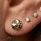 Beach Ball - 14K Gold Multi Stone Threaded End - piercing - zone.com