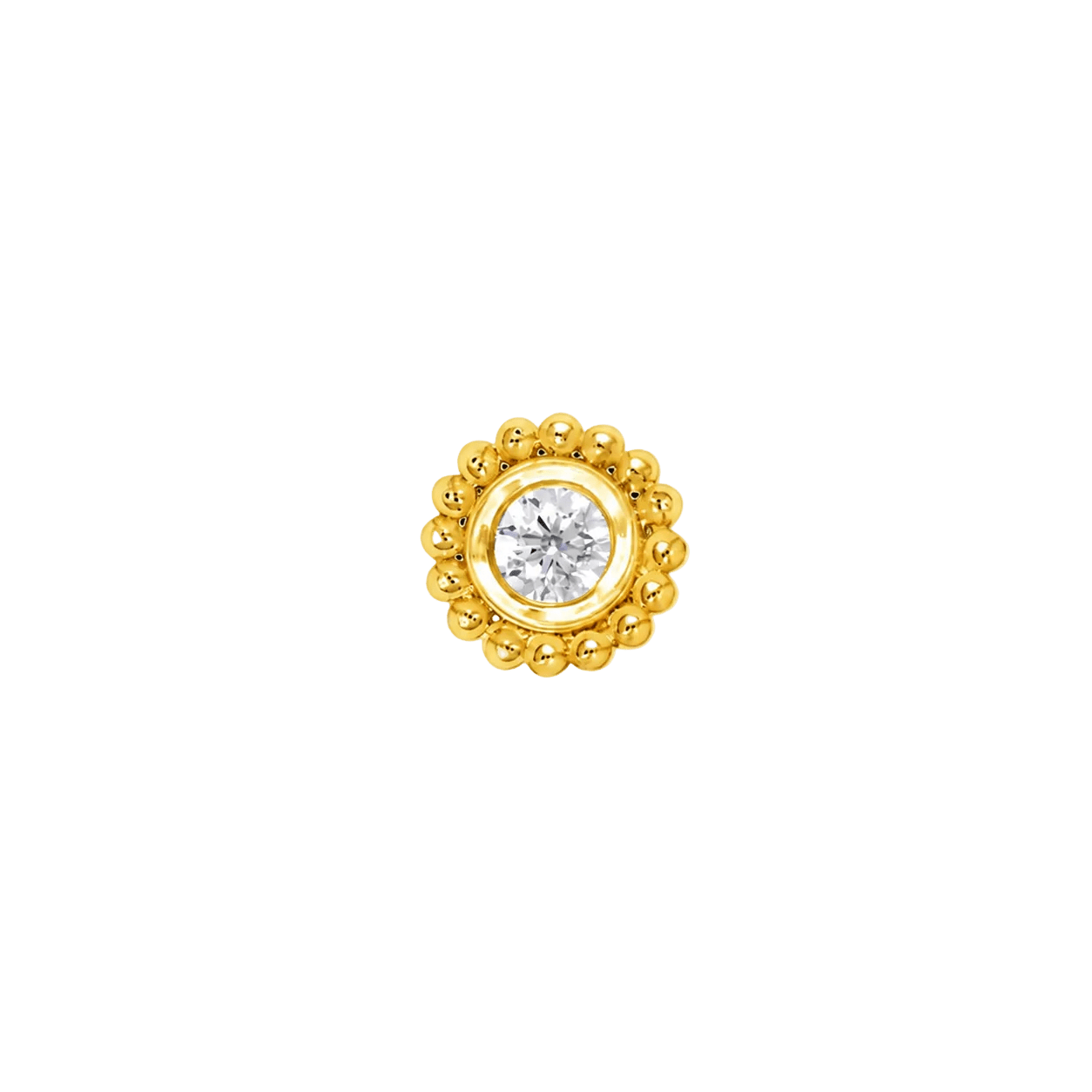 Beaded Bloom – 14K Gold Threadless/Threaded End - piercing-zone.com