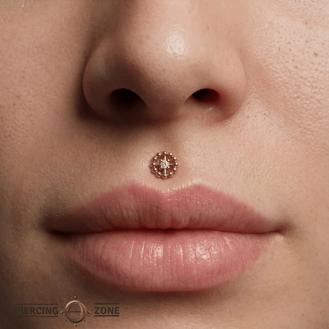 Beaded Circle With Gem – 14K/18K Gold Threadless End - piercing - zone.com