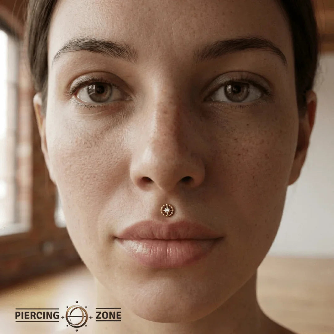 Beaded Circle With Gem – 14K/18K Gold Threadless End - piercing - zone.com