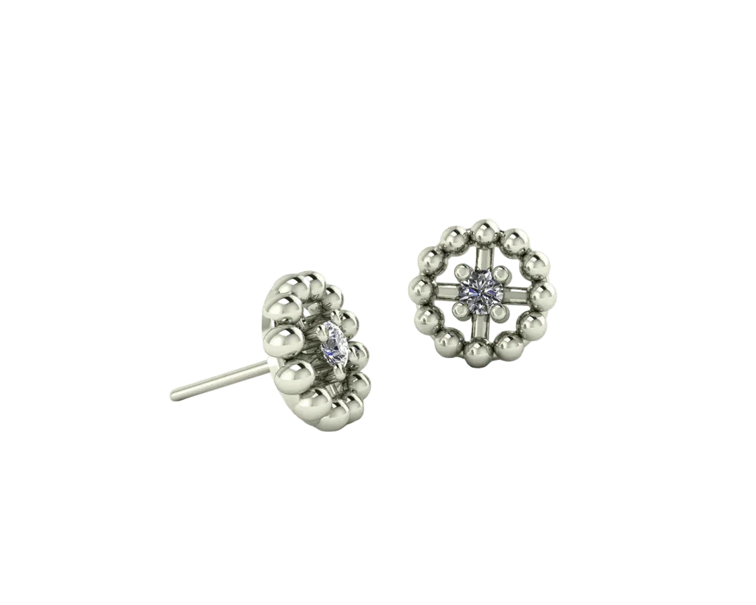 Beaded Circle With Gem – 14K/18K Gold Threadless End - piercing - zone.com