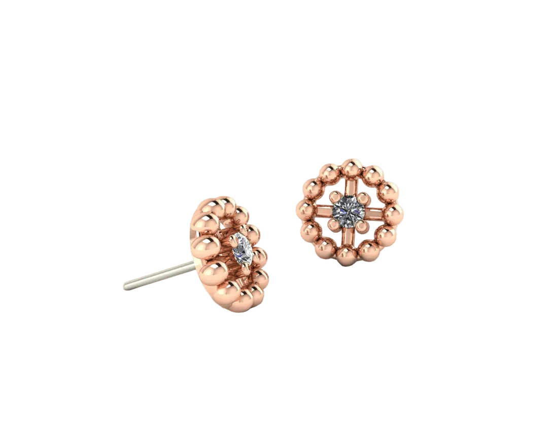 Beaded Circle With Gem – 14K/18K Gold Threadless End - piercing - zone.com