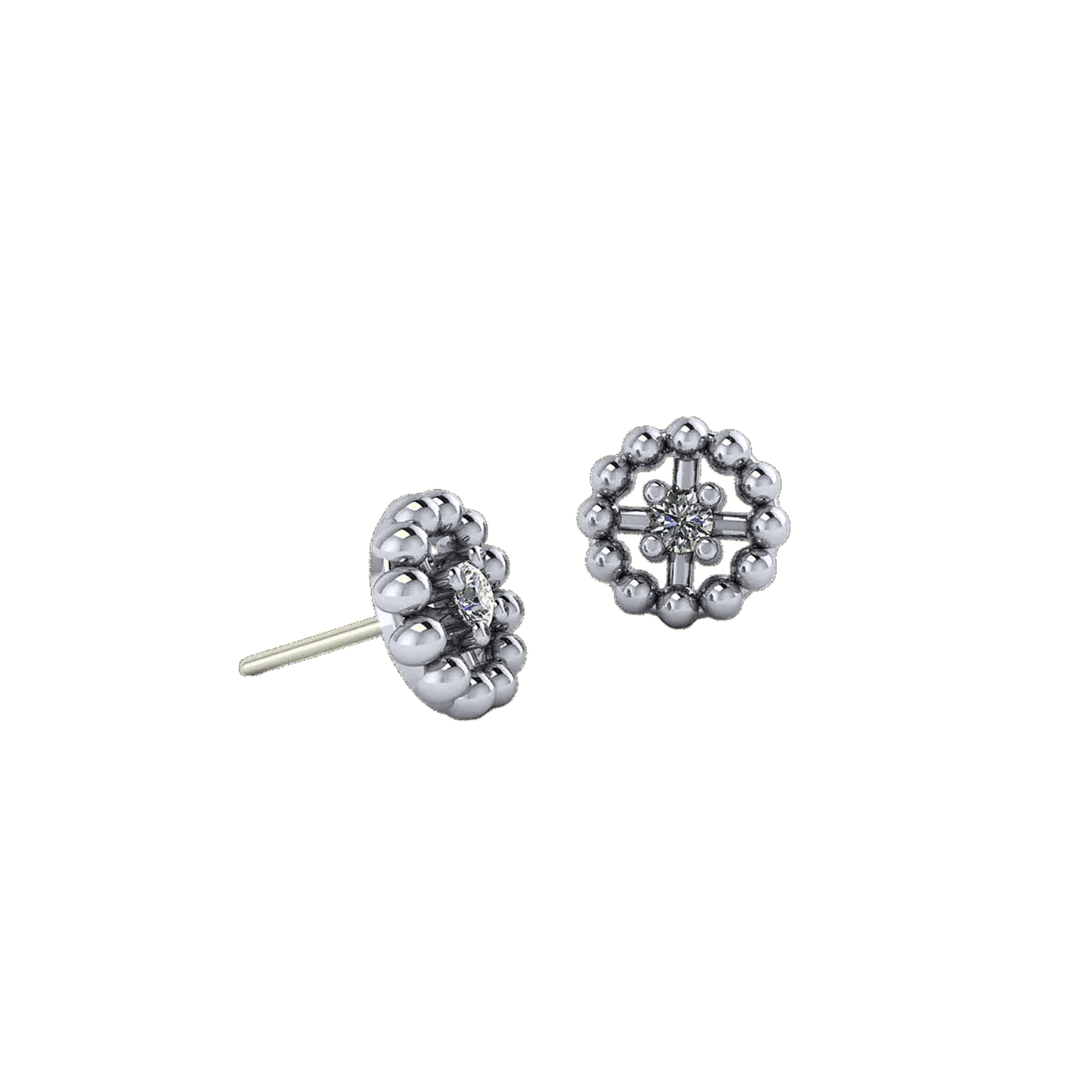 Beaded Circle With Gem – 14K Gold Threadless/Threaded End