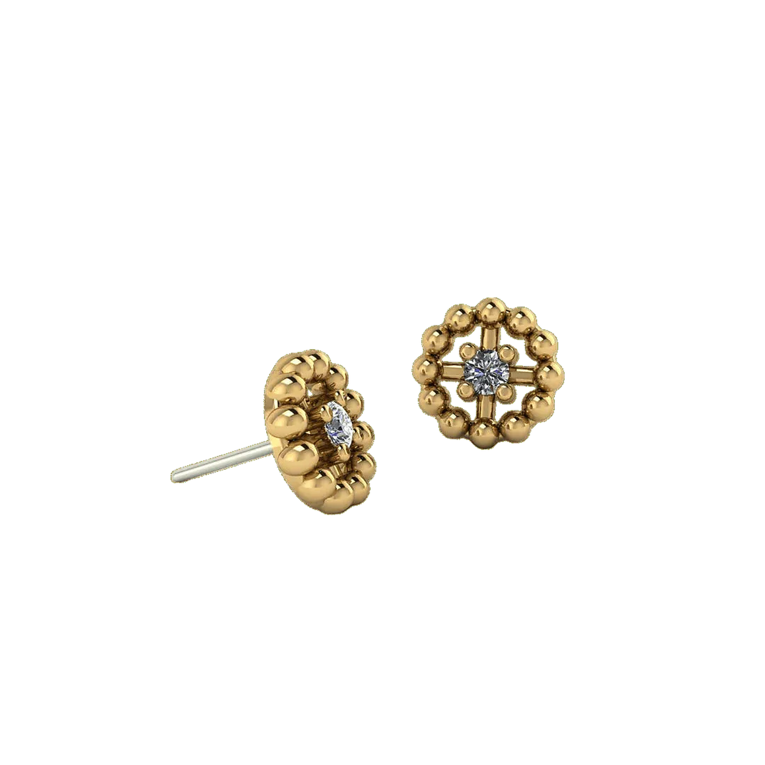 Beaded Circle With Gem – 14K Gold Threadless/Threaded End