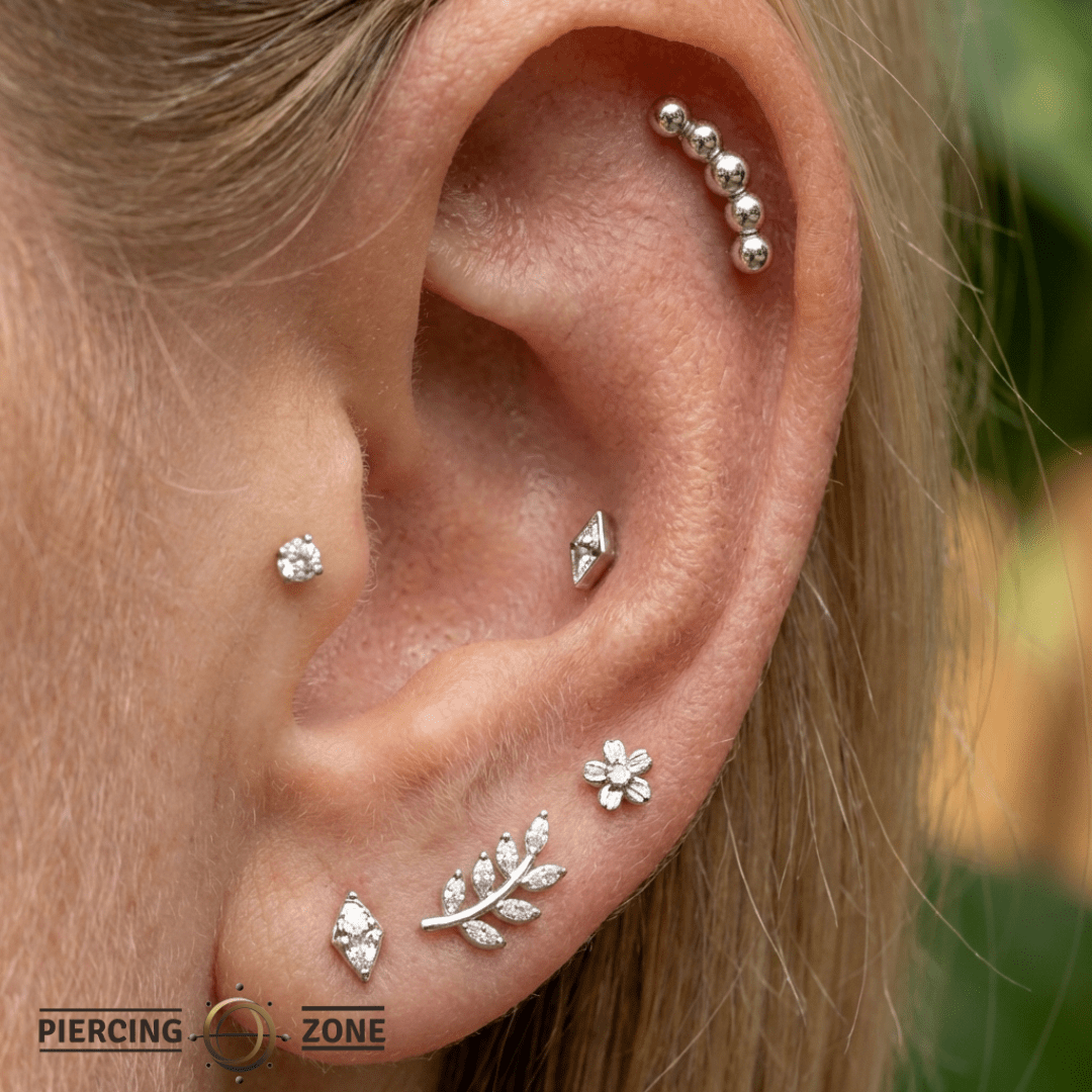 Beaded Cluster – 14K Gold Threadless/Threaded End - piercing - zone.com