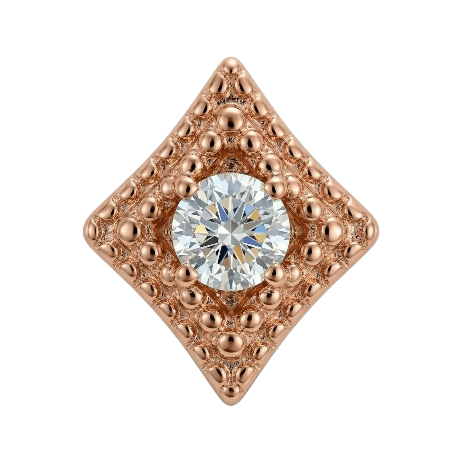 Beaded Diamond - 14K Gold Threadless/Threaded
