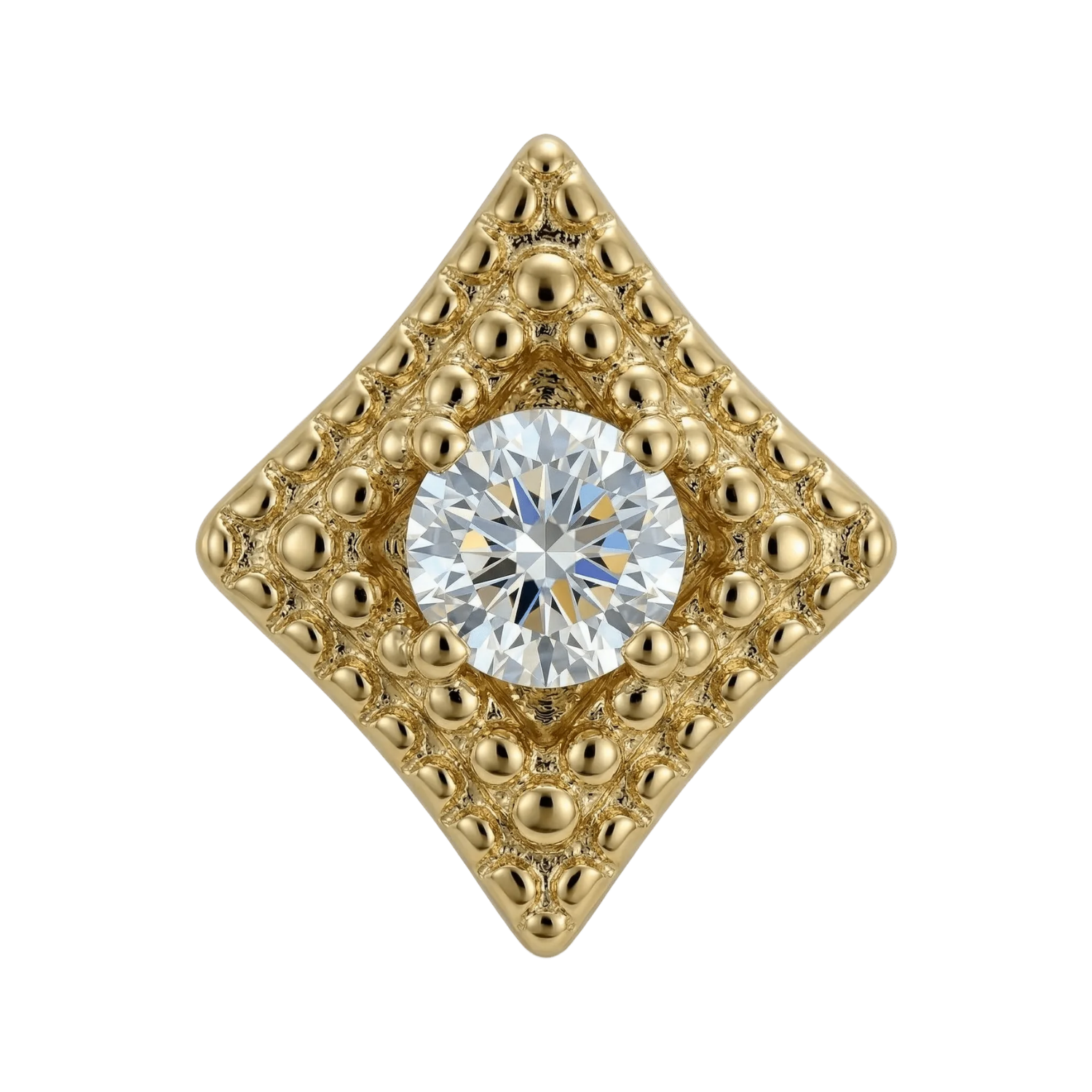 Beaded Diamond - 14K Gold Threadless/Threaded