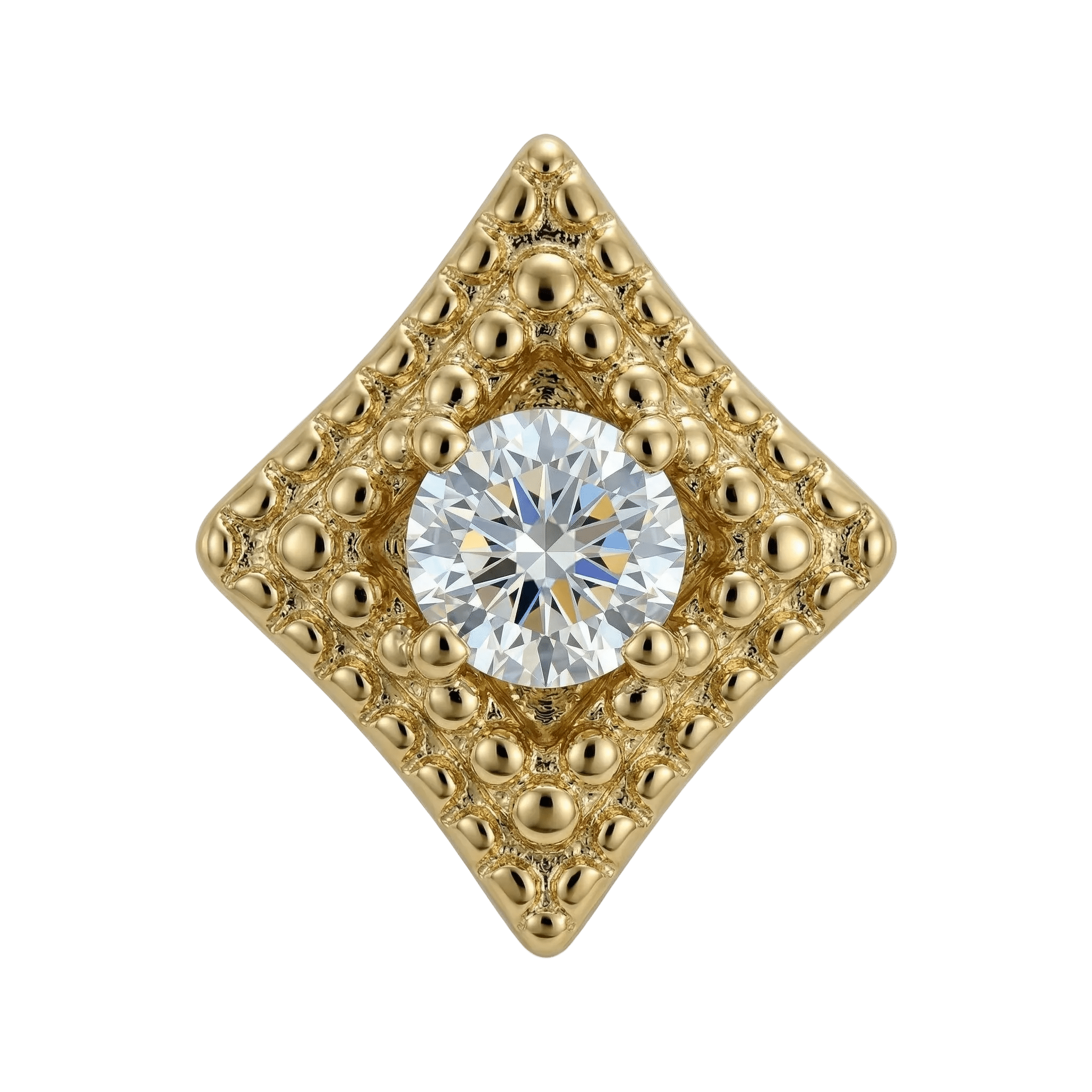 Beaded Diamond - 14K Gold Threadless/Threaded - piercing - zone.com