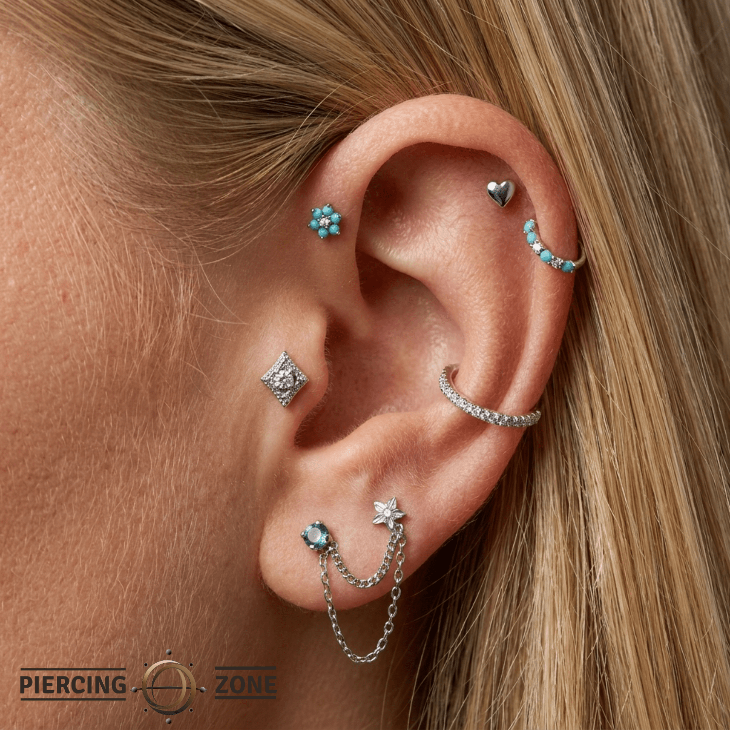 Beaded Diamond - 14K Gold Threadless/Threaded - piercing - zone.com