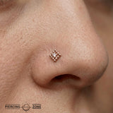 Beaded Diamond With Gem – 14K/18K Gold Threadless End - piercing - zone.com