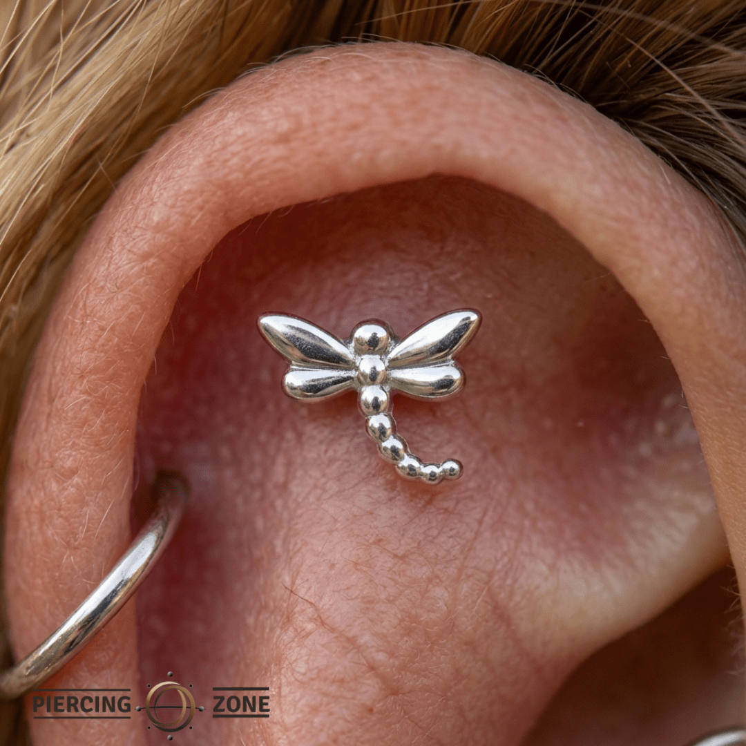 Beaded Dragonfly – 14K Gold Threadless/Threaded End - piercing - zone.com