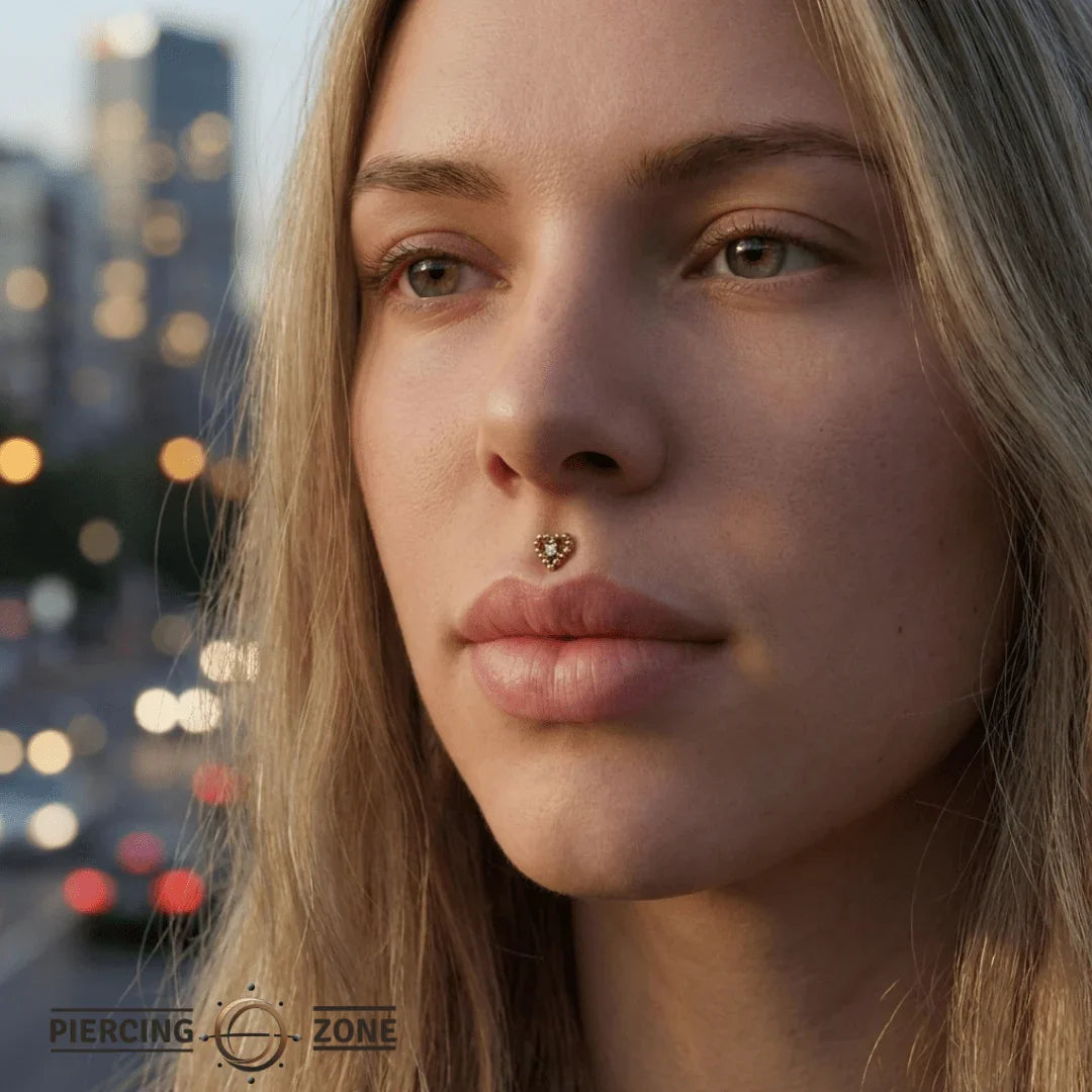 Beaded Heart With Gem – 14K/18K Gold Threadless End - piercing - zone.com