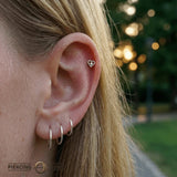 Beaded Heart With Gem – 14K/18K Gold Threadless End - piercing - zone.com