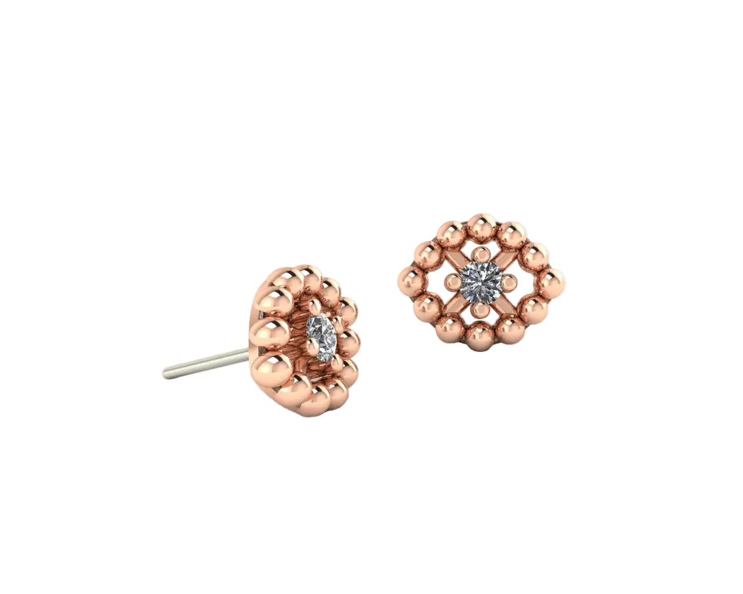 Beaded Oval With Gem – 14K/18K Gold Threadless End - piercing - zone.com