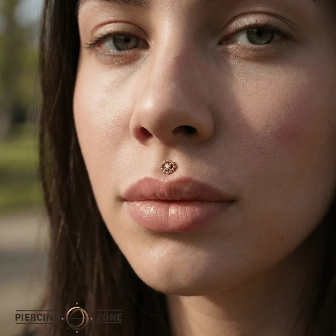 Beaded Oval With Gem – 14K/18K Gold Threadless End - piercing - zone.com