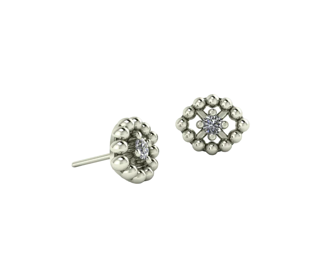 Beaded Oval With Gem – 14K/18K Gold Threadless End - piercing - zone.com