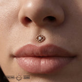 Beaded Oval With Gem – 14K/18K Gold Threadless End - piercing - zone.com