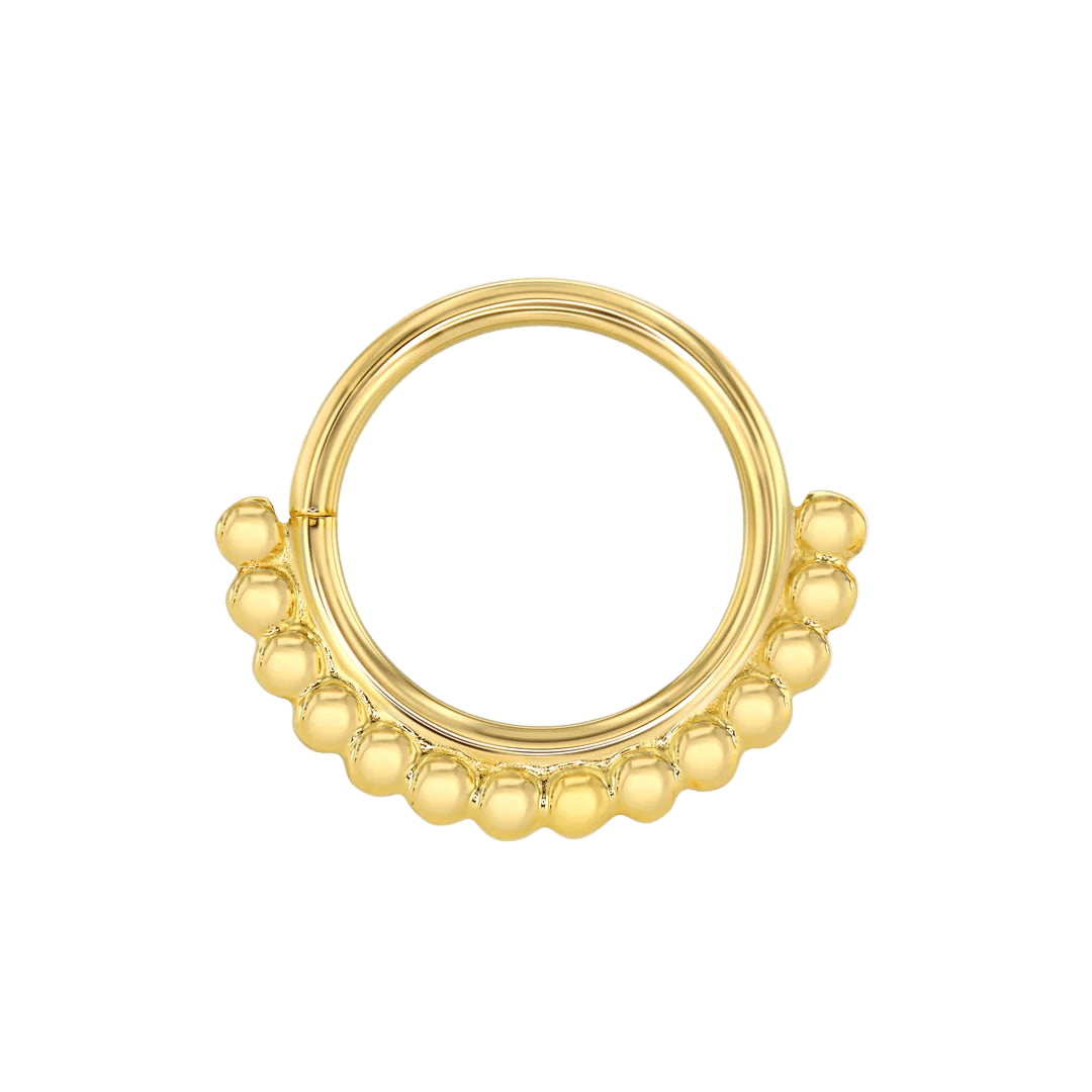 Beaded Seamless Ring – 14K Gold Cup & Divot Beaded Design - piercing - zone.com