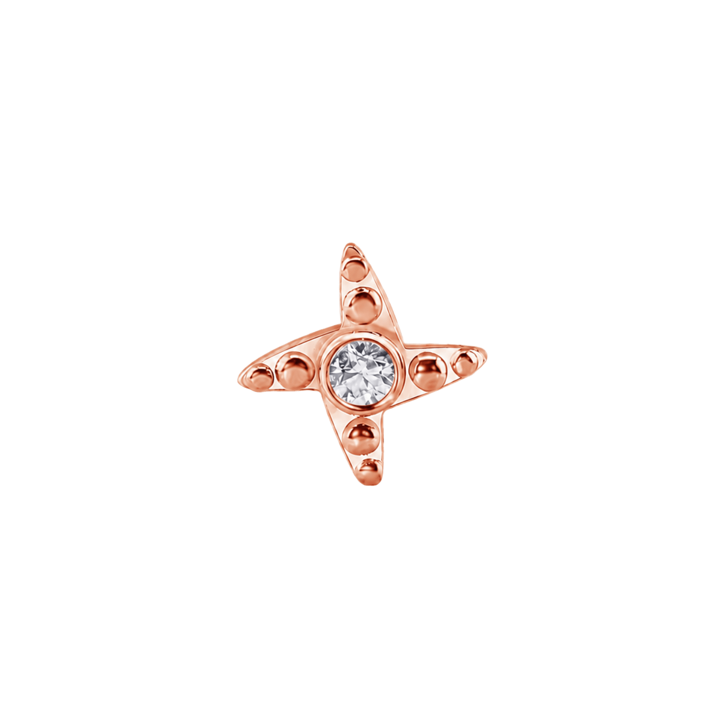 Beaded Shuriken – 14K Gold Threadless/Threaded End - piercing-zone.com