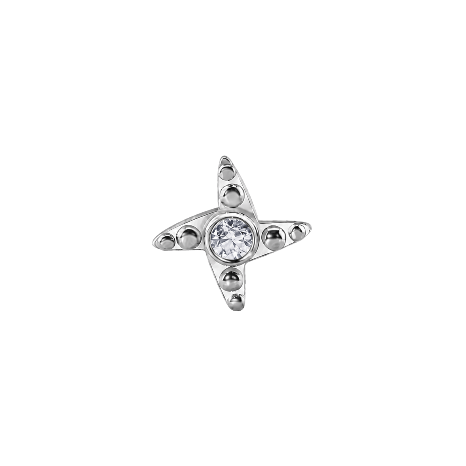 Beaded Shuriken – 14K Gold Threadless/Threaded End - piercing-zone.com
