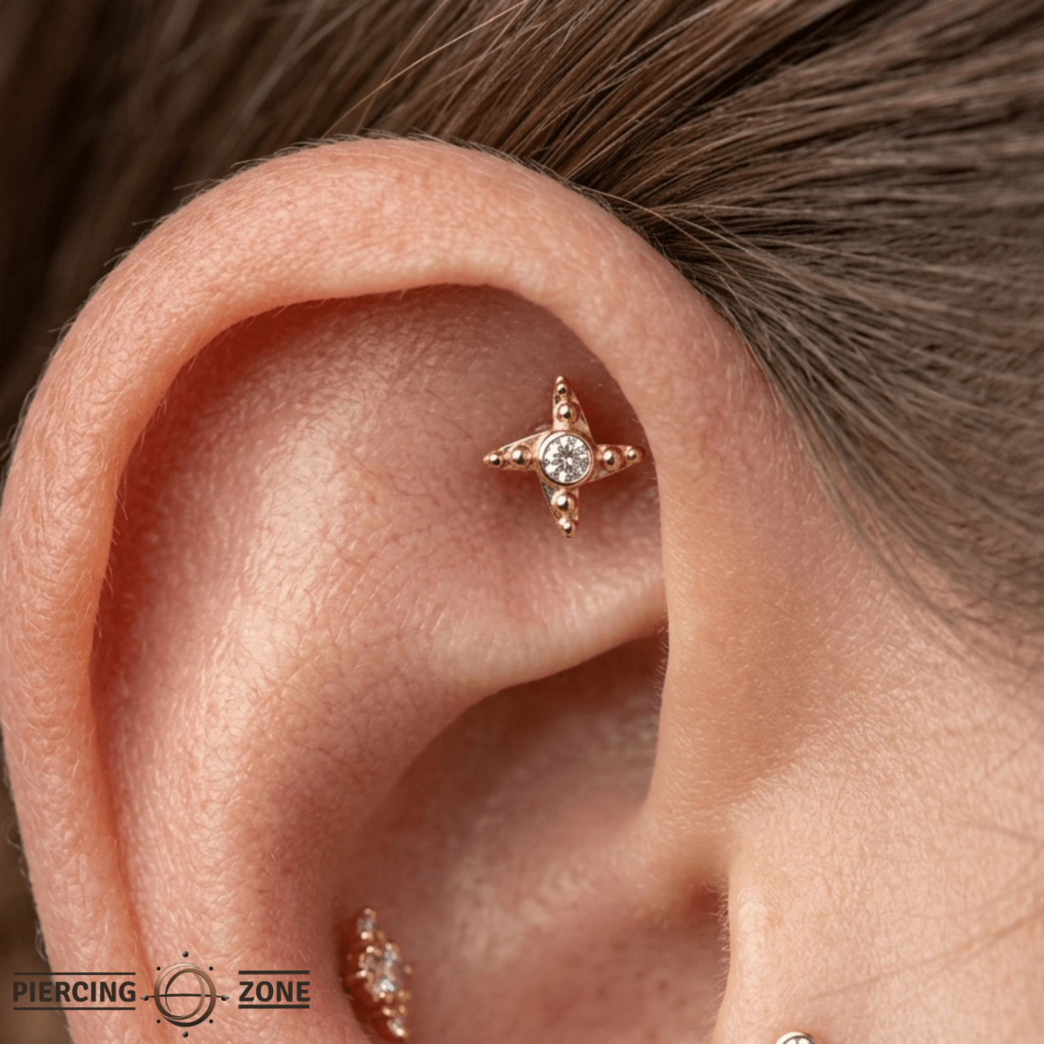 Beaded Shuriken – 14K Gold Threadless/Threaded End - piercing - zone.com