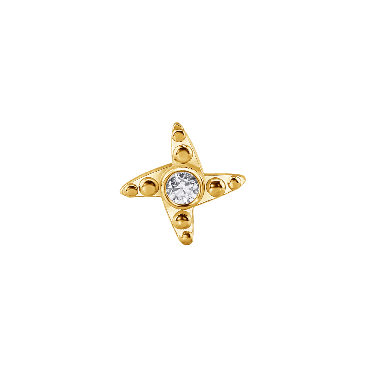 Beaded Shuriken – 14K Gold Threadless/Threaded End - piercing-zone.com
