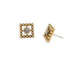 Beaded Square With Gem – 14K/18K Gold Threadless End - piercing - zone.com