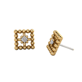 Beaded Square With Gem – 14K Gold Threadless/Threaded End