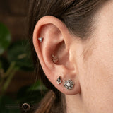 Beaded Triangle With Gem – 14K/18K Gold Threadless End - piercing - zone.com