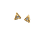 Beaded Triangle With Gem – 14K/18K Gold Threadless End - piercing - zone.com