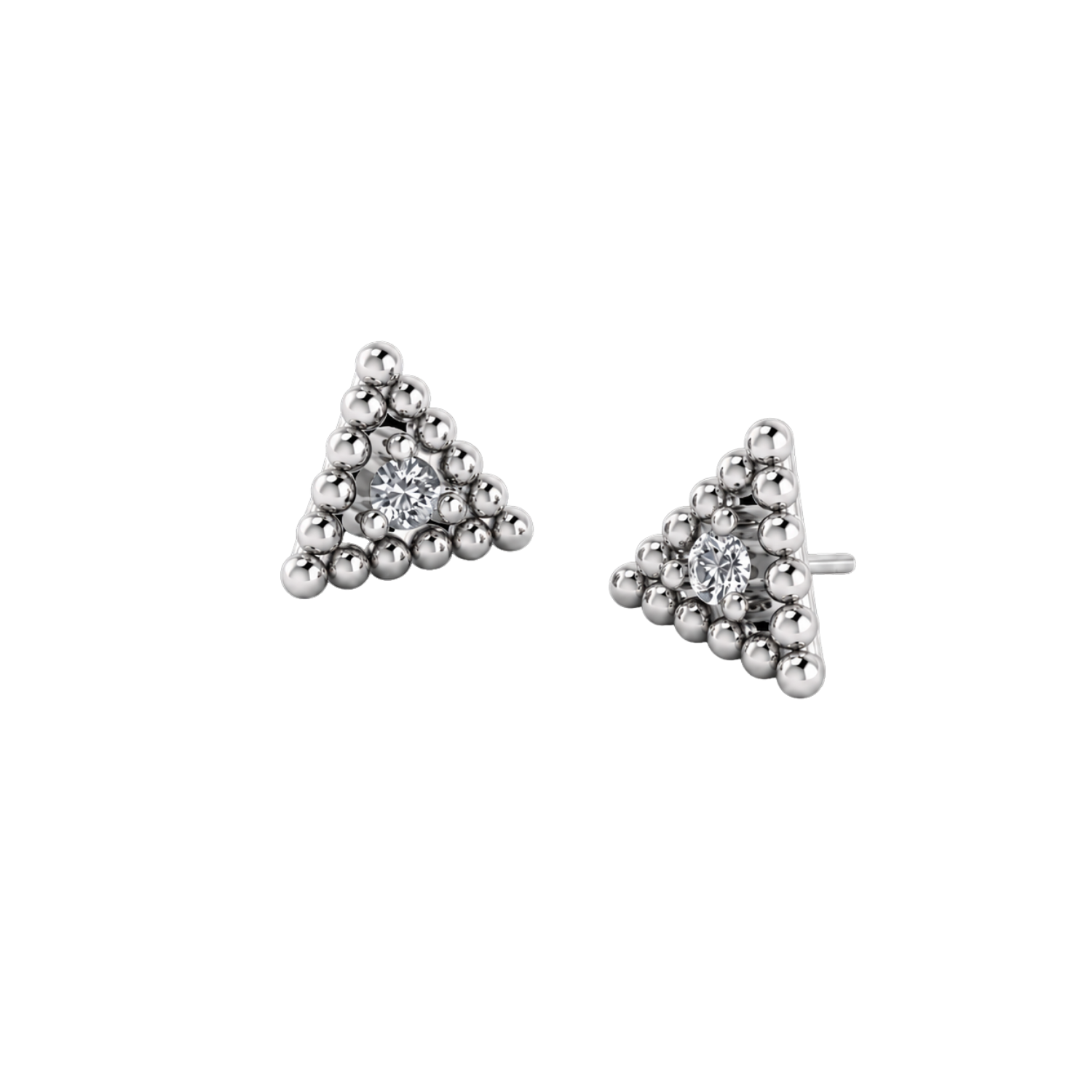 Beaded Triangle With Gem – 14K Gold Threadless/Threaded End