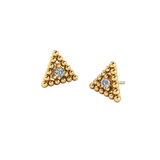 Beaded Triangle With Gem – 14K Gold Threadless/Threaded End