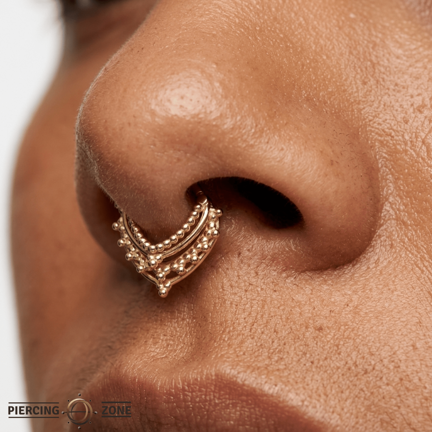 Beaded Warrior – Vermeil Stacked Bead – Sterling Clicker Ring - piercing - zone.com