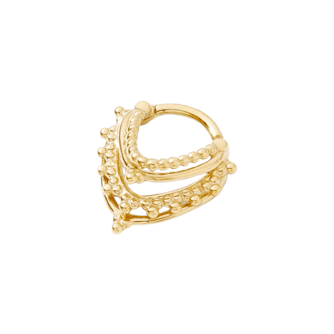 Beaded Warrior – Vermeil Stacked Bead – Sterling Clicker Ring - piercing - zone.com