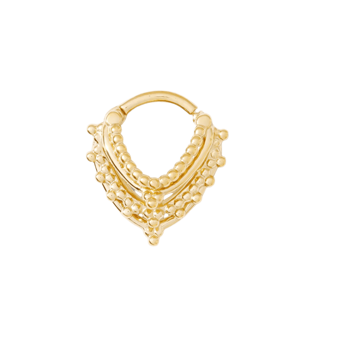 Beaded Warrior – Vermeil Stacked Bead – Sterling Clicker Ring - piercing - zone.com