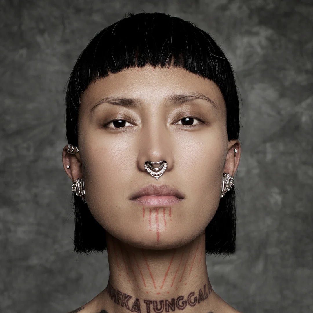 Beaded Warrior – Vermeil Stacked Bead – Sterling Clicker Ring - piercing - zone.com