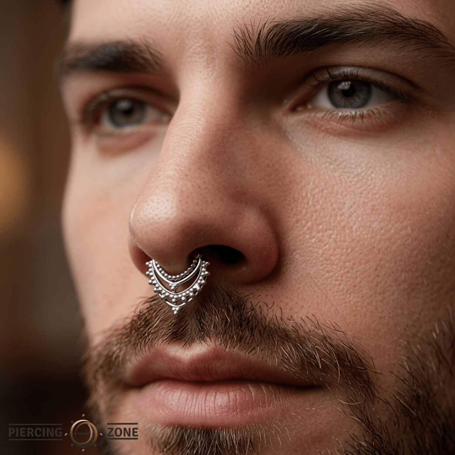 Beaded Warrior – Vermeil Stacked Bead – Sterling Clicker Ring - piercing - zone.com