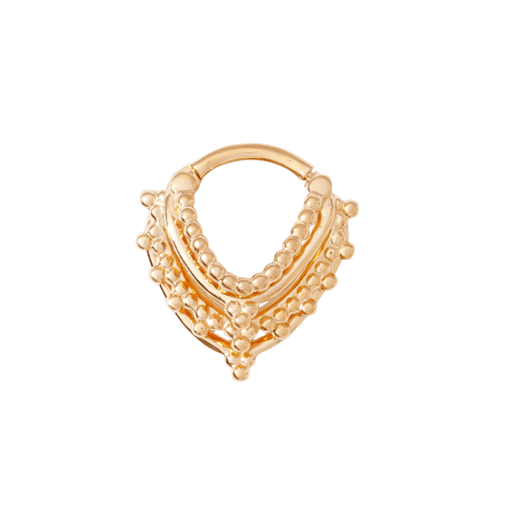 Beaded Warrior – Vermeil Stacked Bead – Sterling Clicker Ring - piercing - zone.com